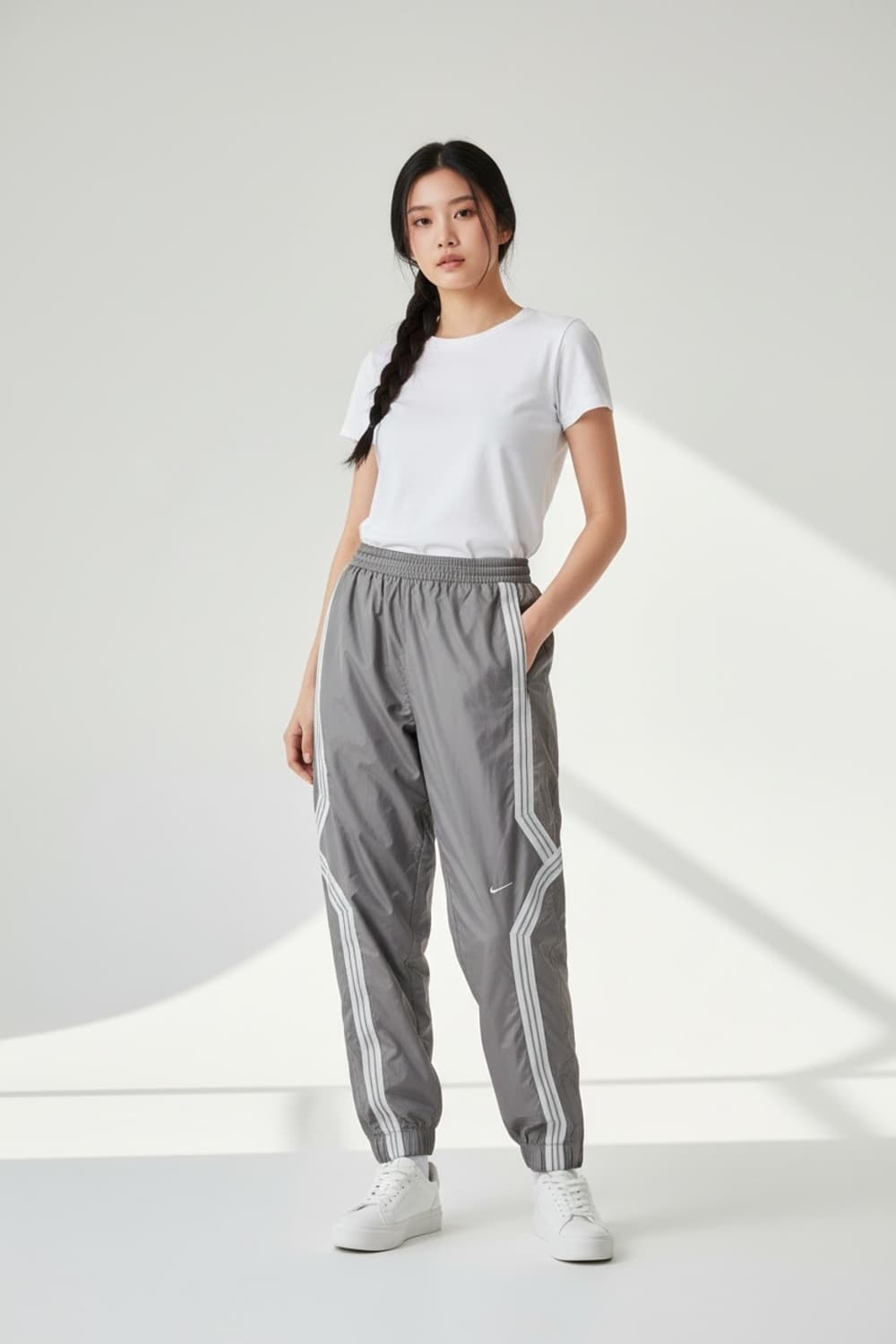 나이키 그레이 삼선 트레이닝 팬츠 M 상품이미지1