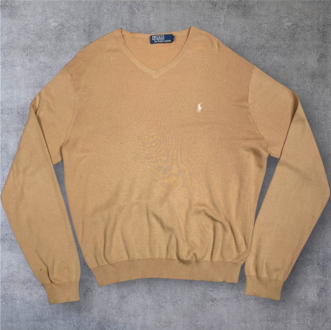 폴로 랄프로렌 베이지 브이넥 코튼 니트 40(L) 상품이미지1