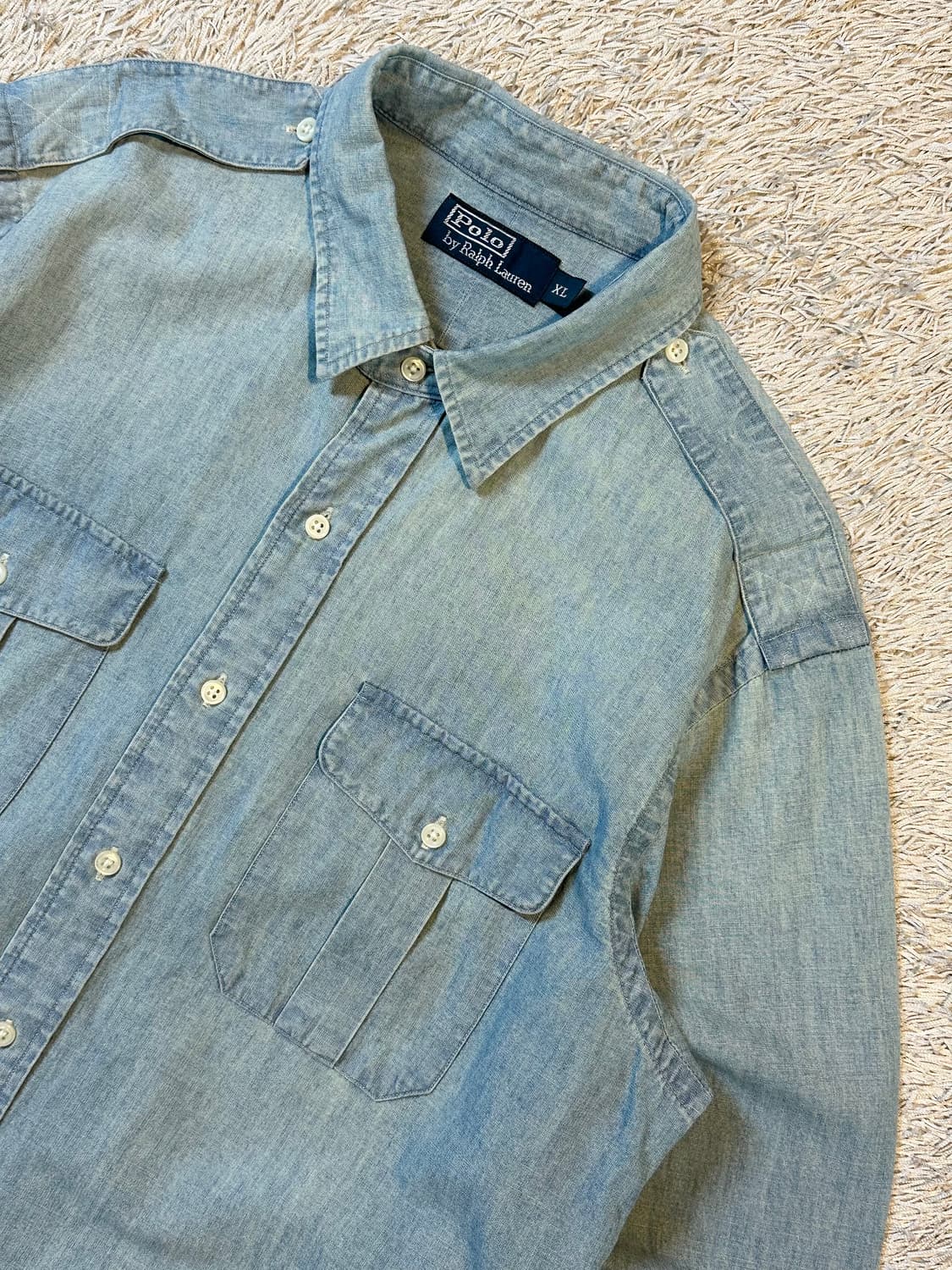 폴로 랄프로렌 투포켓 샴브레이 데님 워크셔츠 상품이미지2