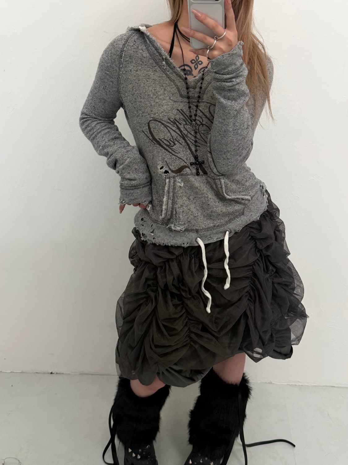 브이넥 812프린팅 후드 상품이미지6