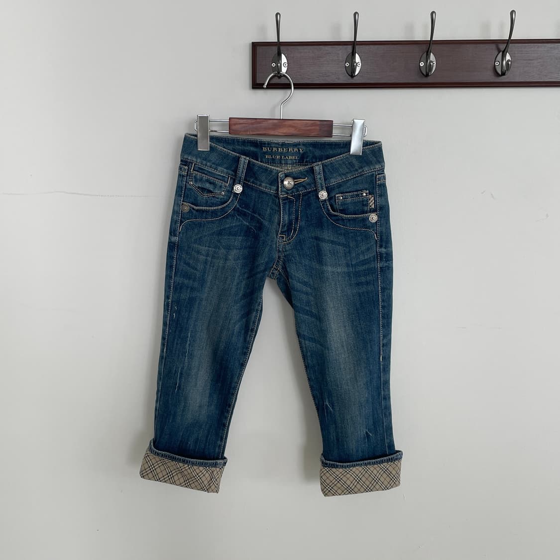 버버리 36,55 롤업 노바 체크 데님 7부 팬츠 바지 상품이미지1