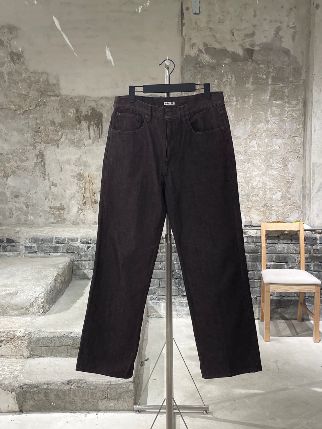 오라리 브라운 하드 트위스트 와이드 데님 팬츠 상품이미지1