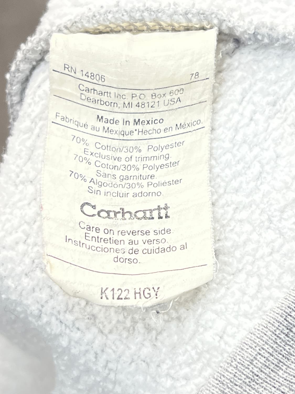 칼하트 K122 HGY 후드집업 L 상품이미지6