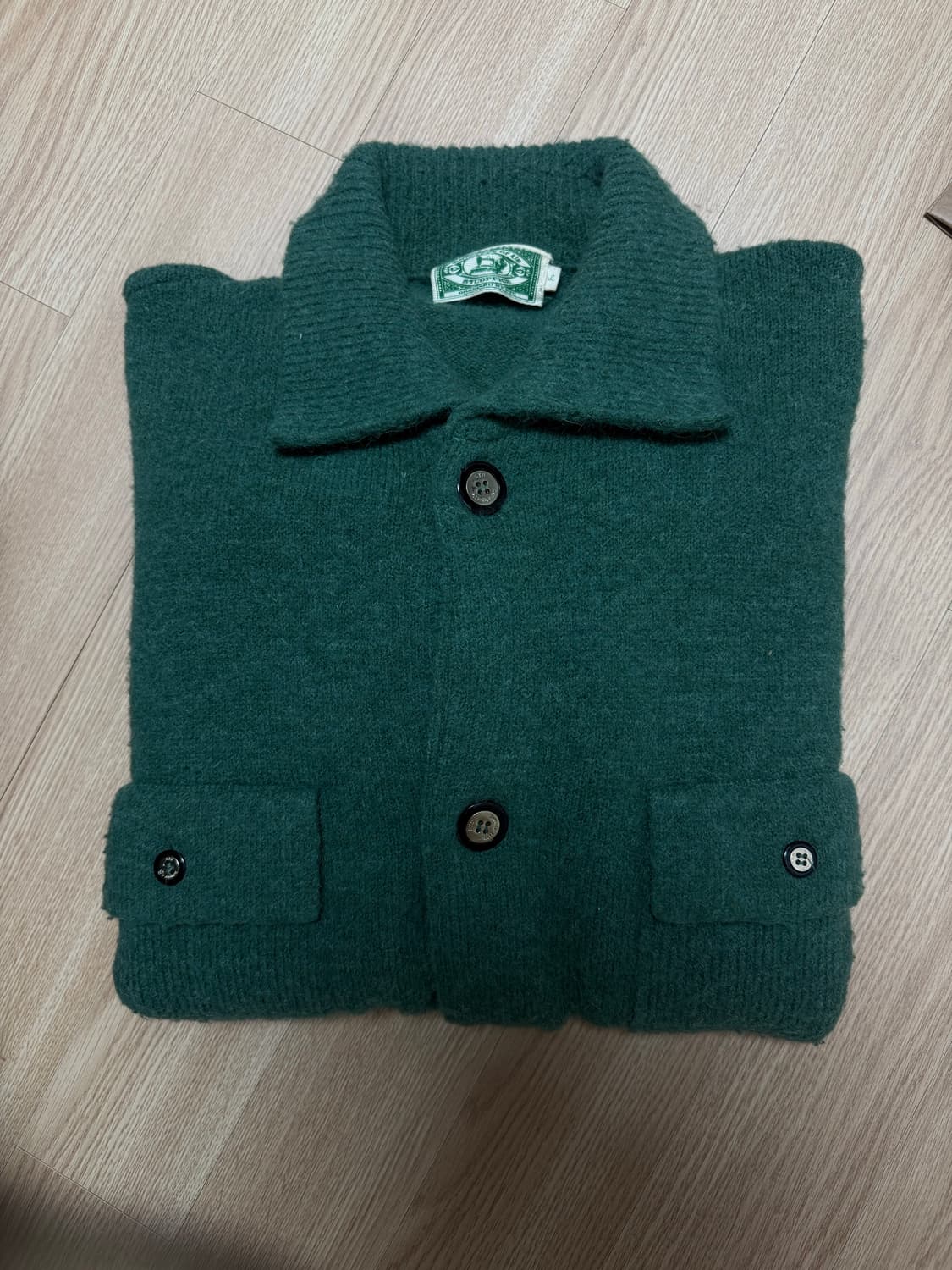 STU 더블 카라 가디건 그린 L 상품이미지3