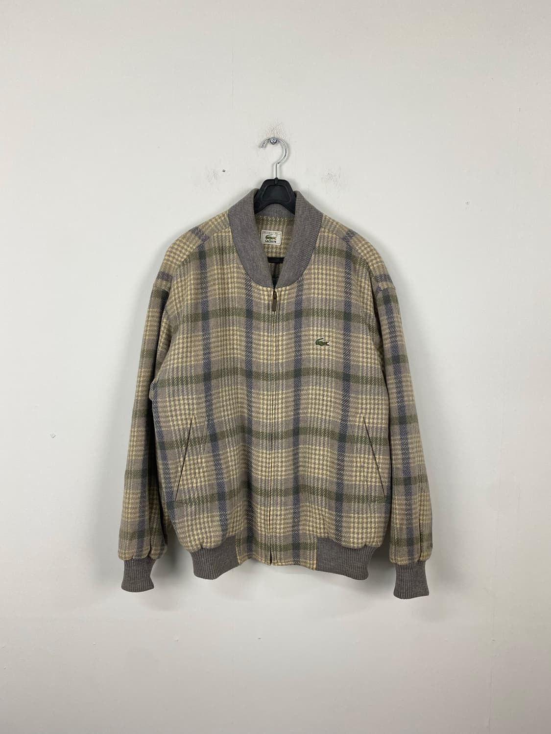 라코스테 빈티지 체크 울 누빔 블루종 자켓 점퍼 M 상품이미지1