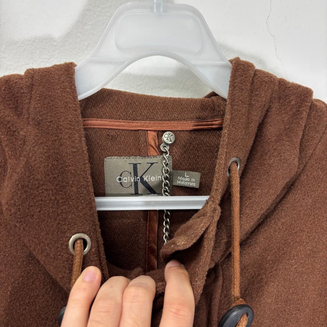 XL 켈빈클라인 브라운 오버핏 후드 울자켓 상품이미지4