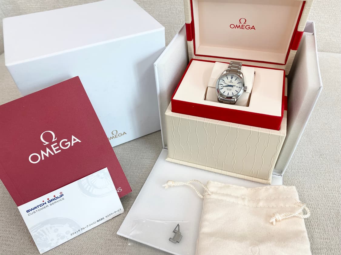 오메가 아쿠아테라 여성용2577.70 블루핸즈 펄 문자판 29mm 쿼츠 상품이미지2