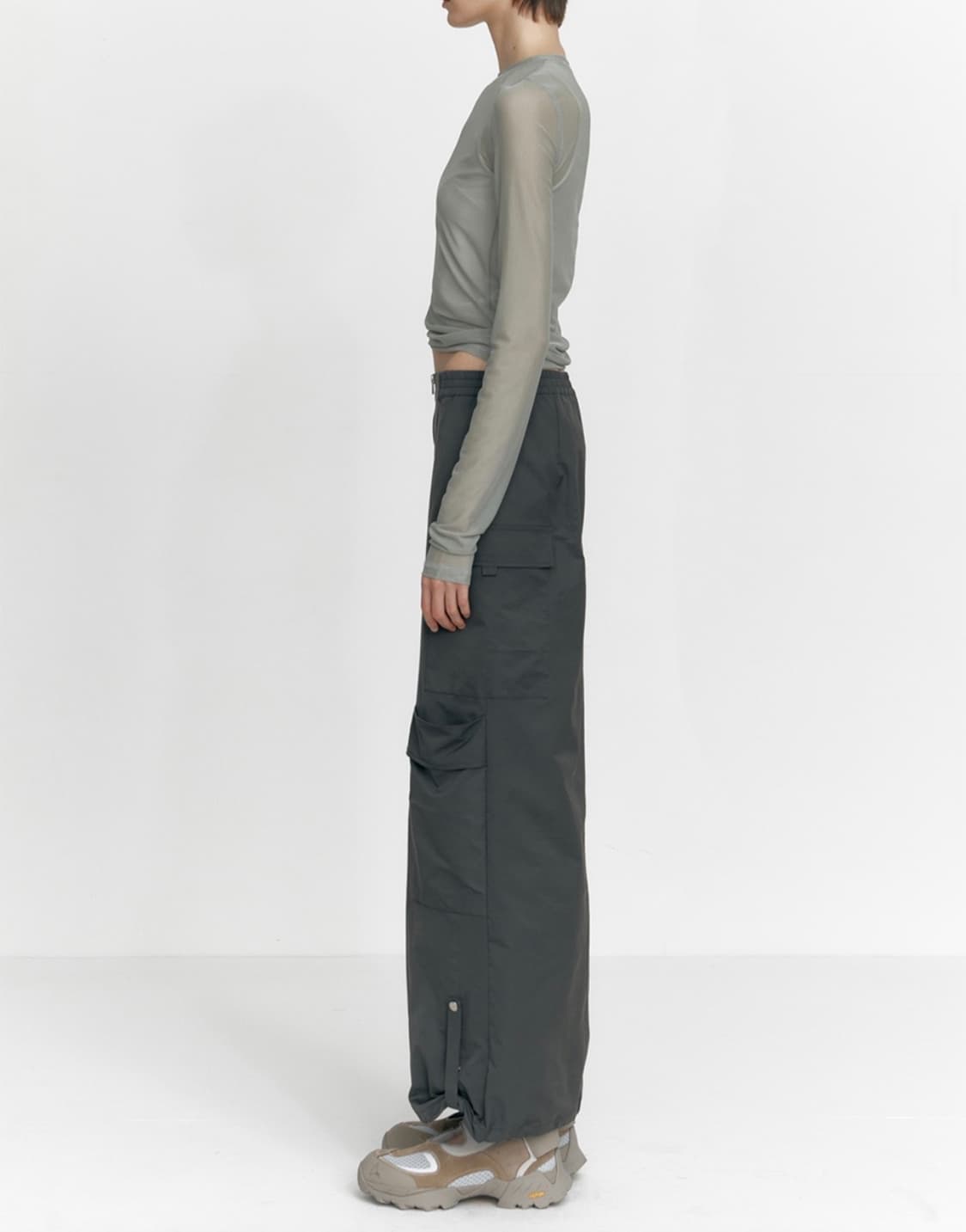 스튜디오테이블 studiotable 집업 포켓 롱스커트 딥그레이 상품이미지2