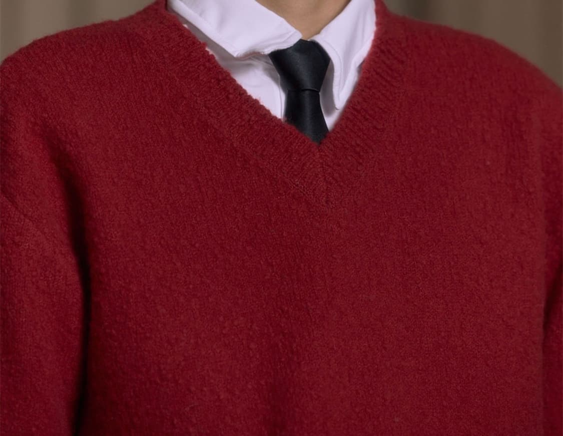 stu 카센티노 브이넥 레드 L 사이즈 구매 상품이미지1