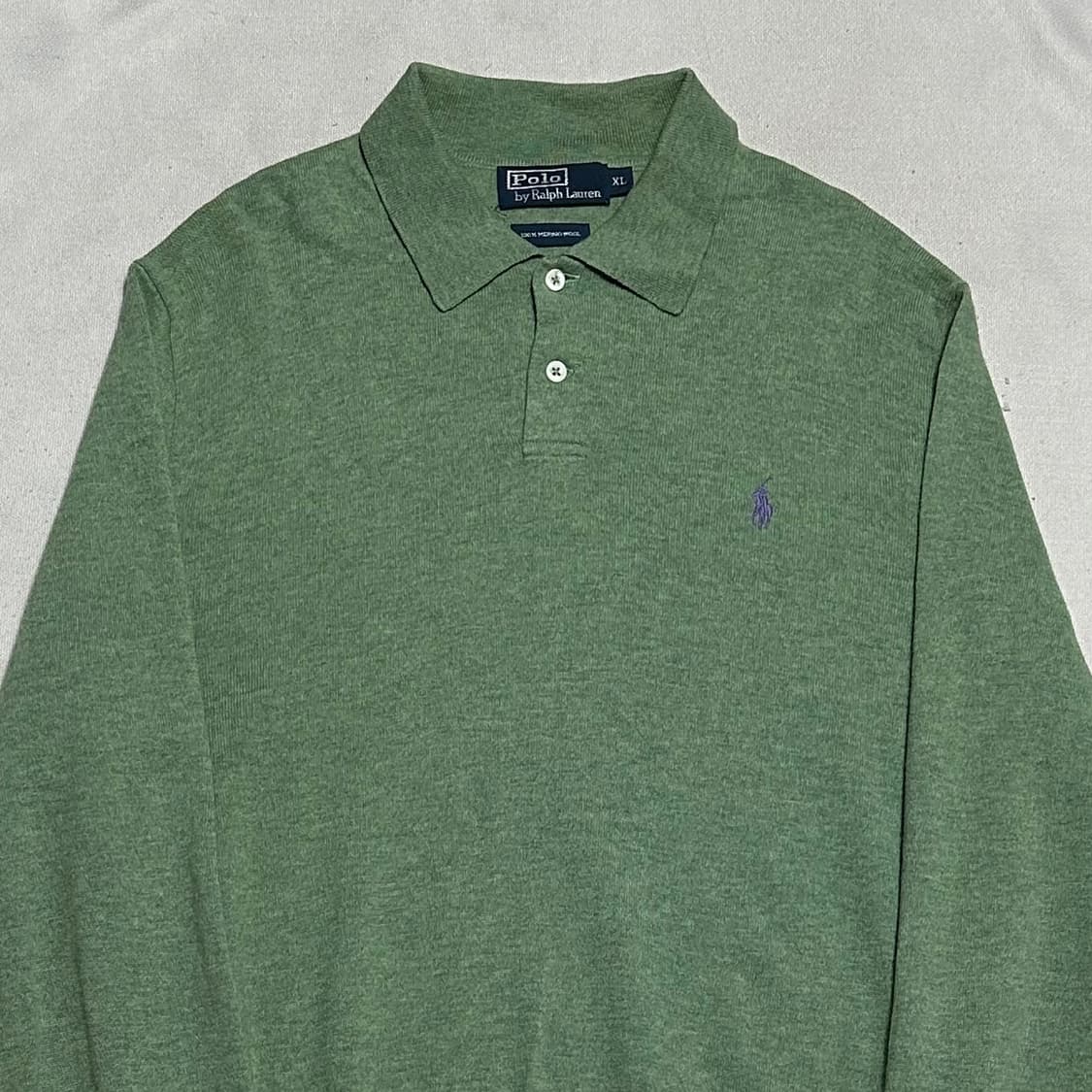 XL 폴로랄프로렌 라이트 그린 메리노 울 카라 니트 상품이미지1