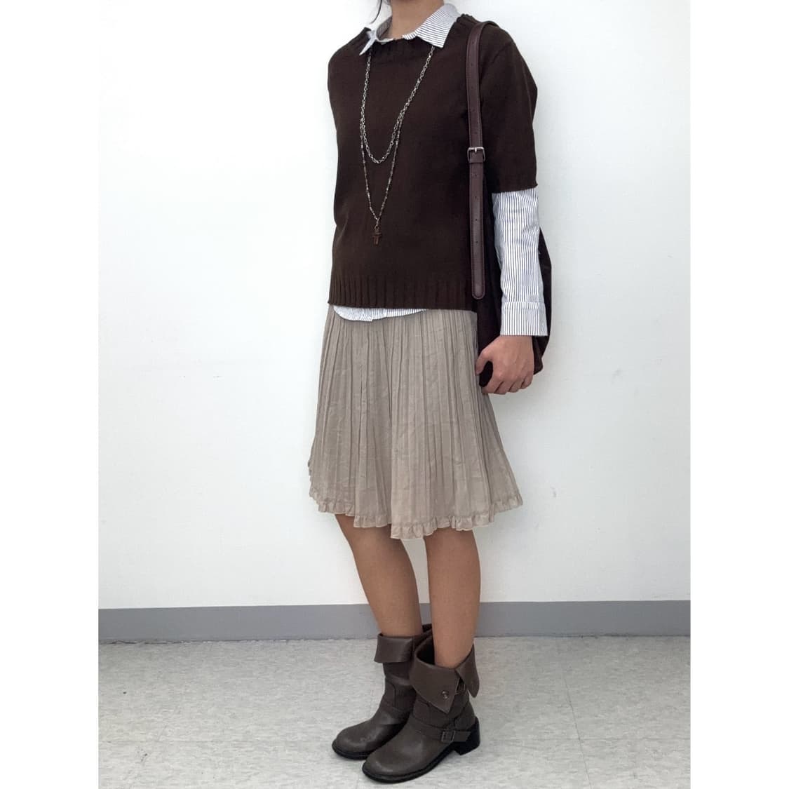 빈티지 브라운 하프 니트 상품이미지3