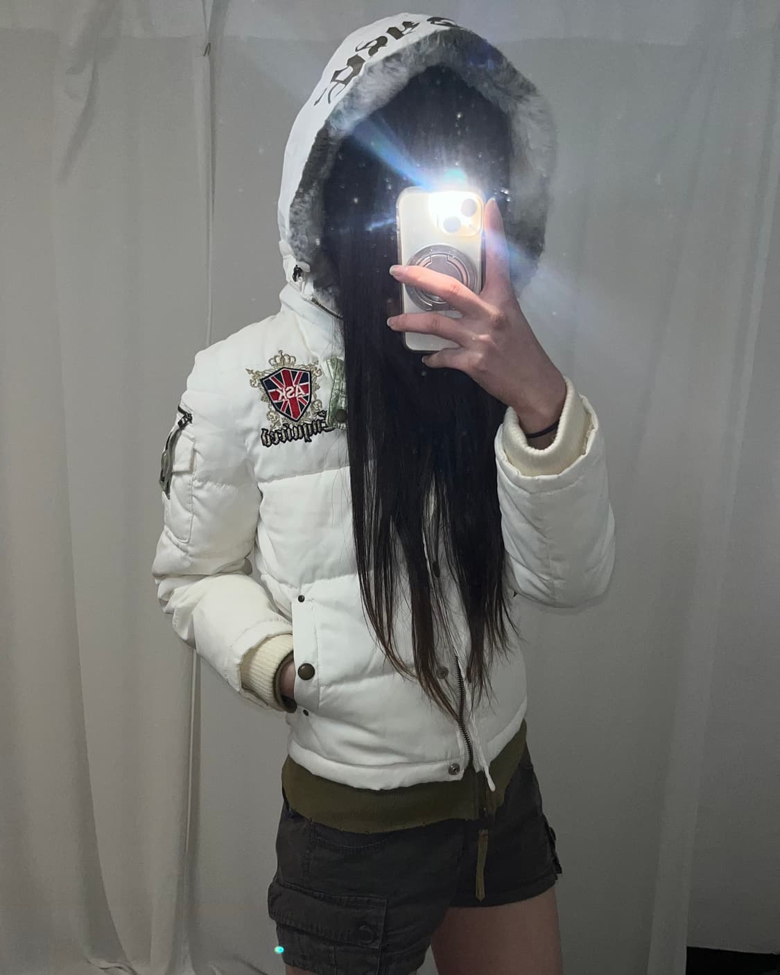 Ask 화이트 퍼 후드 패딩 상품이미지6