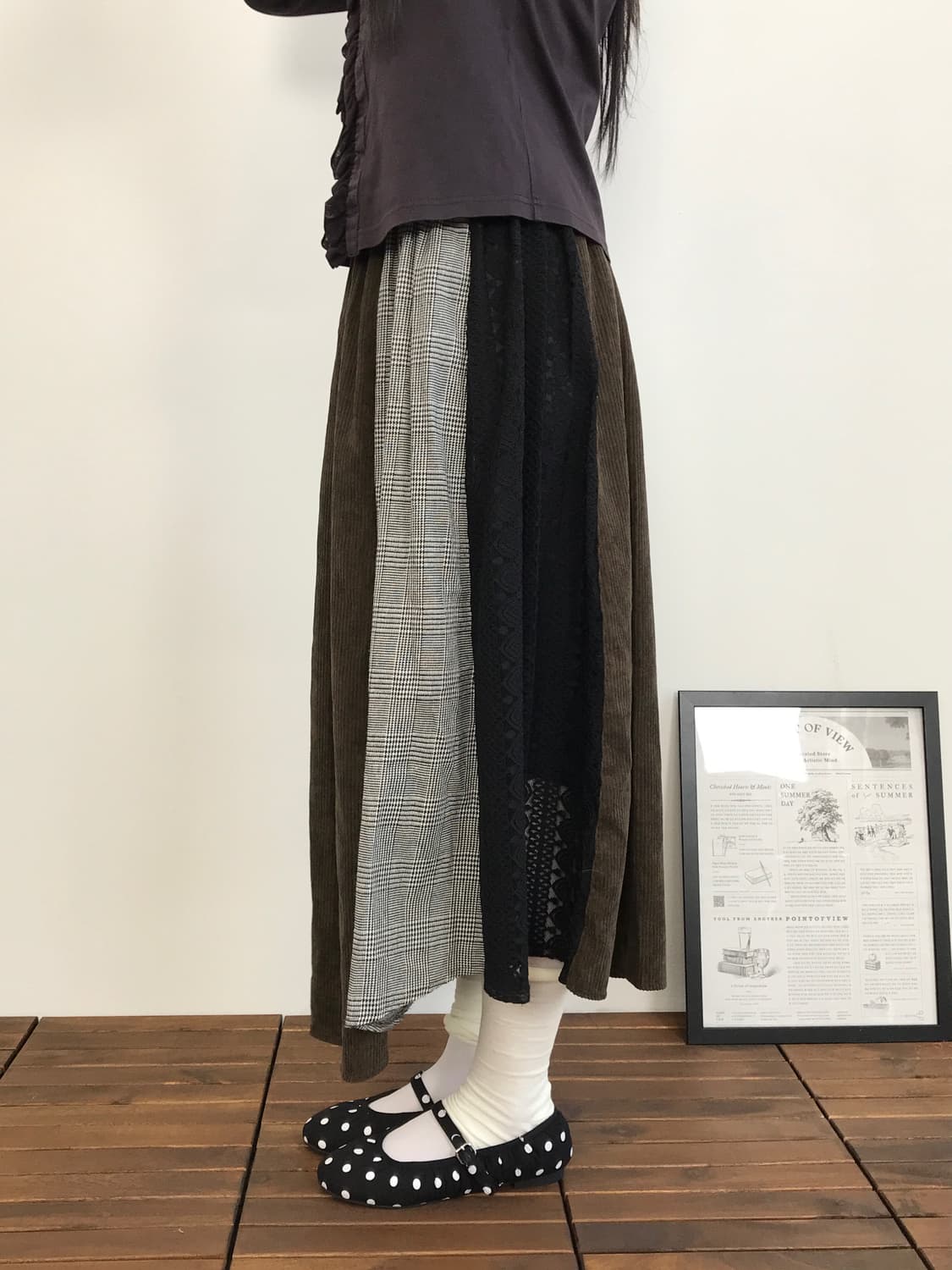 Jpn Asymmetrical Patchwork Plaid Skirt 상품이미지2