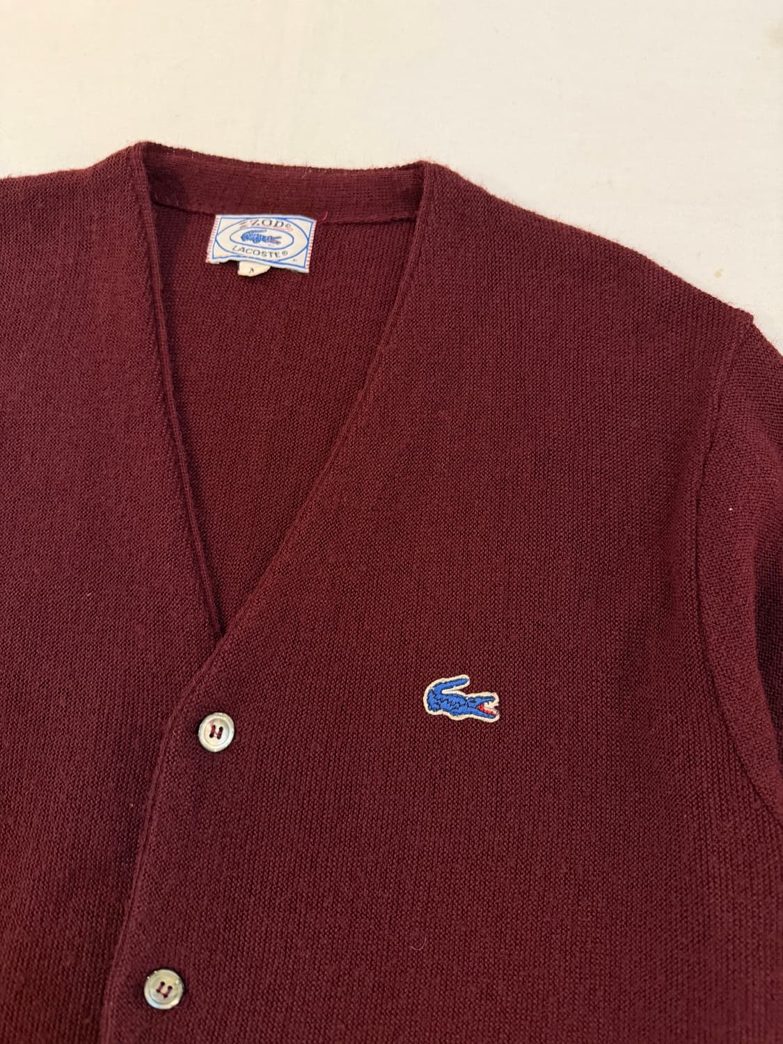 70s IZOD 라코스테 아카이브 버건디 아크릴 가디건 상품이미지2