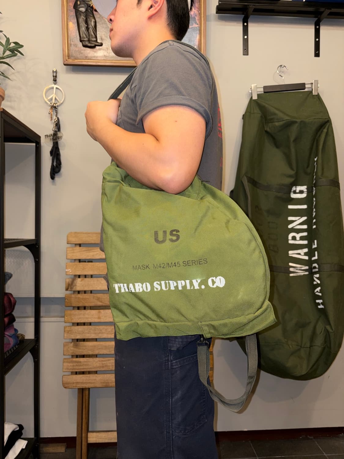 80-90’s US Army stencil gas mask bag 상품이미지4