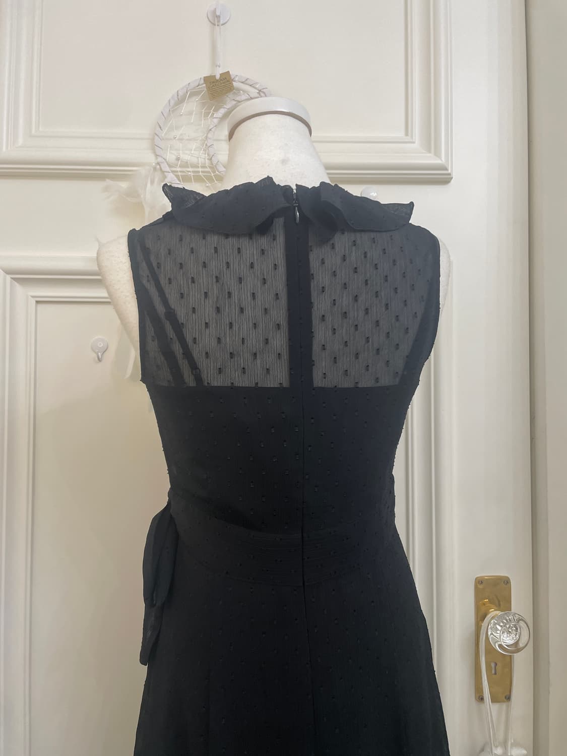 black ruffle bow dot lace opc(size-2) 상품이미지4
