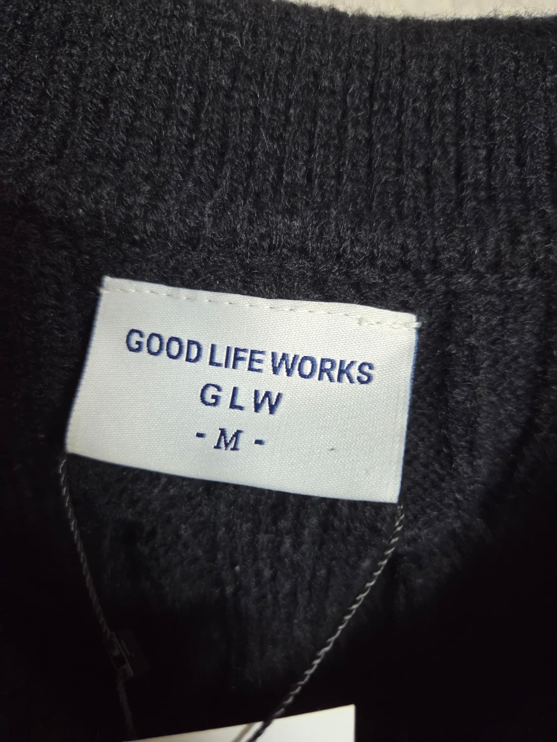 굿라이프웍스 케이블 니트 집업 블랙 M 상품이미지3