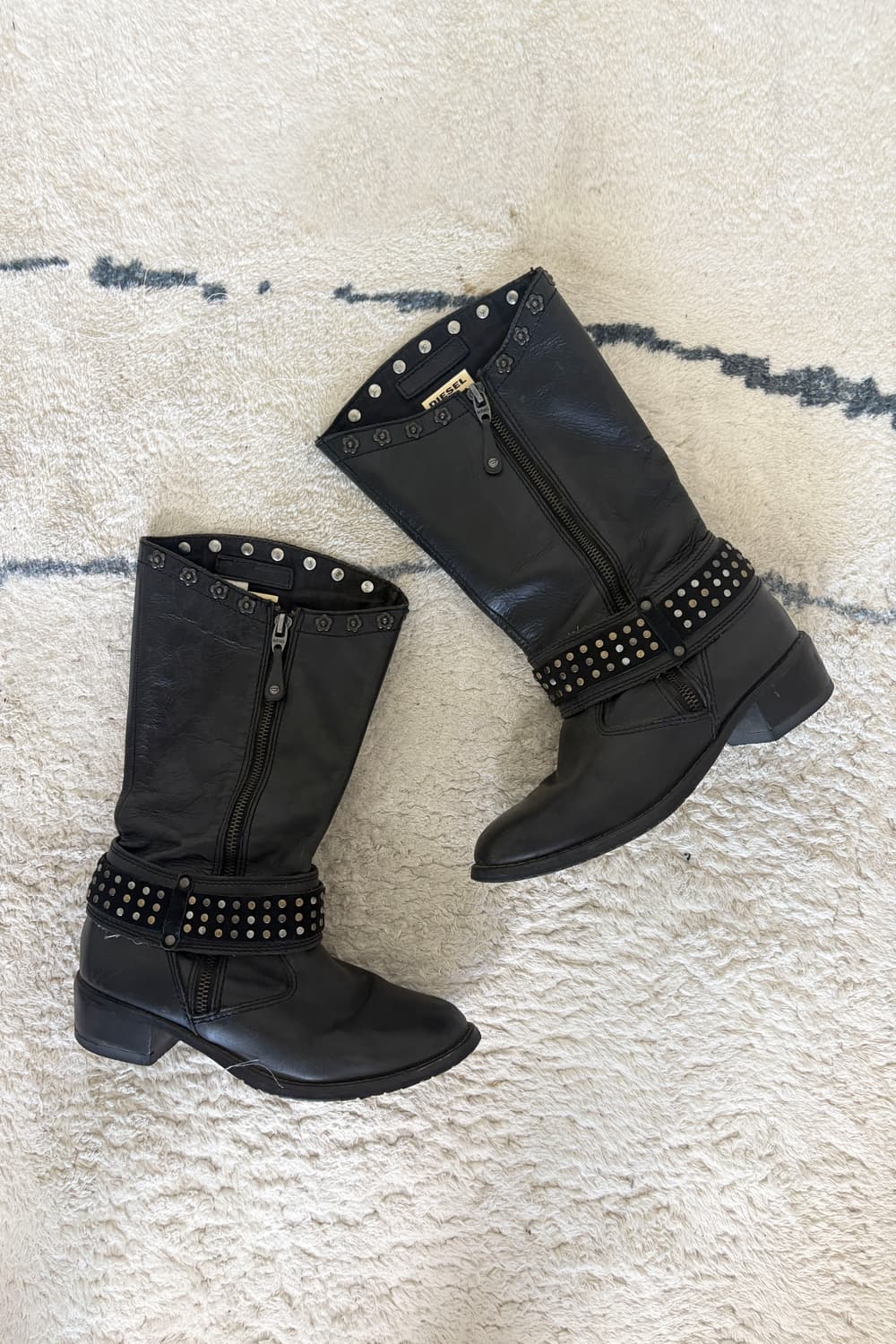 Diesel Studded Leather Biker Boots 상품이미지1