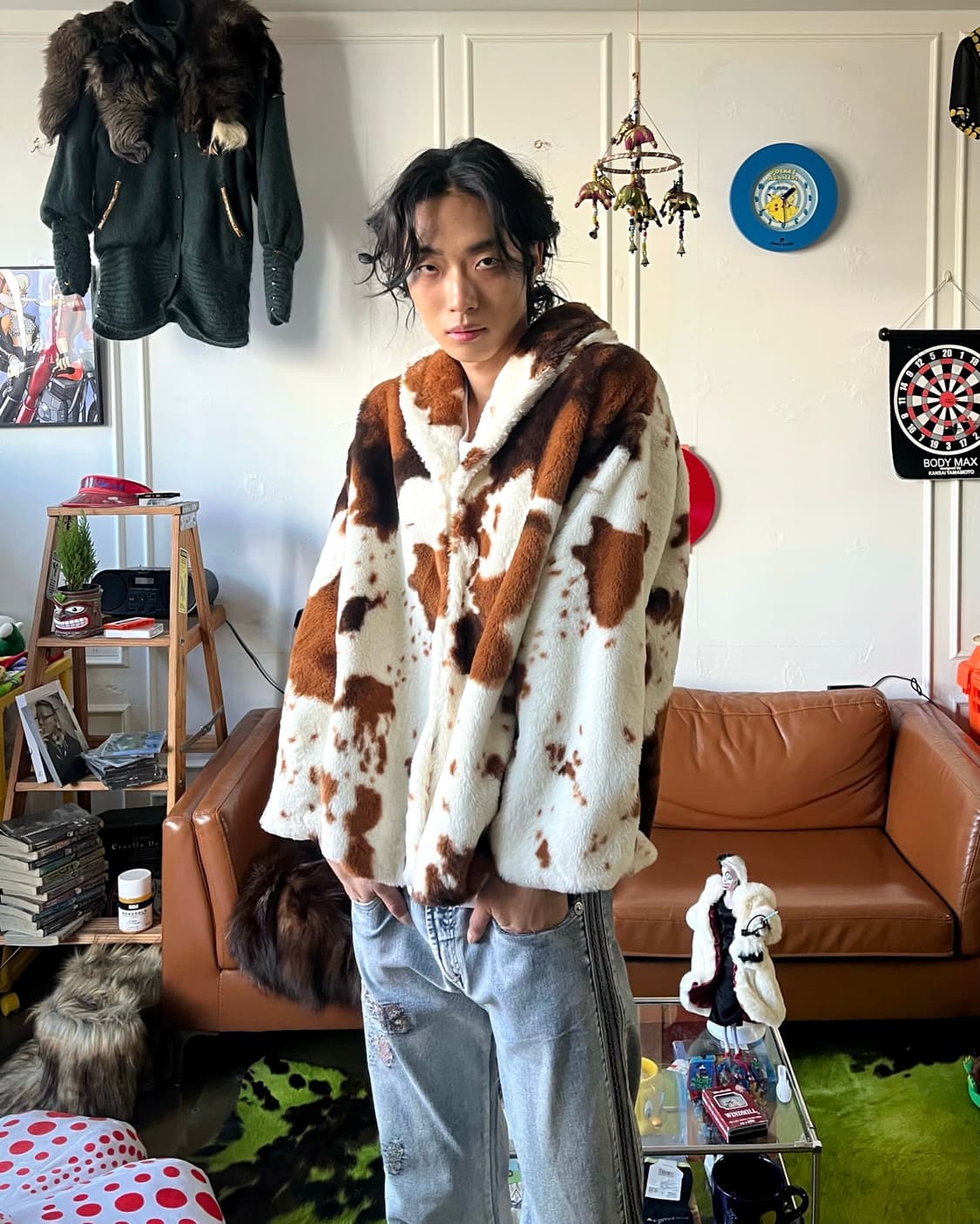 90-00s Latina Milk Cow Faux fur Coat 상품이미지2