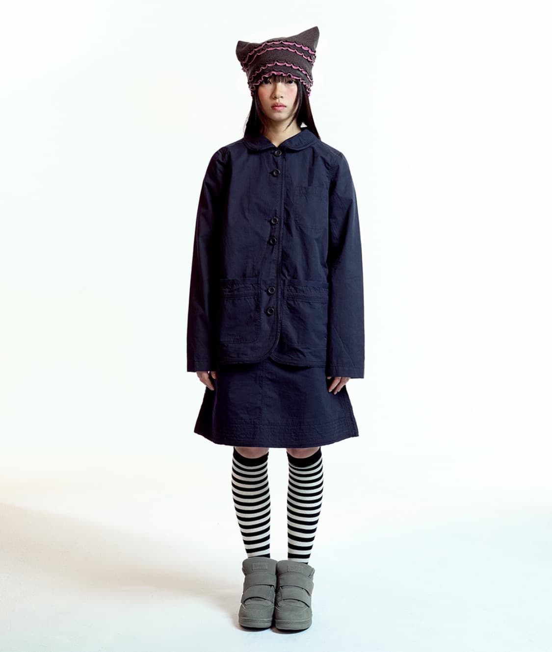 코이세이오 로우 엣지 코튼 자켓 스커트 셋업 상품이미지1