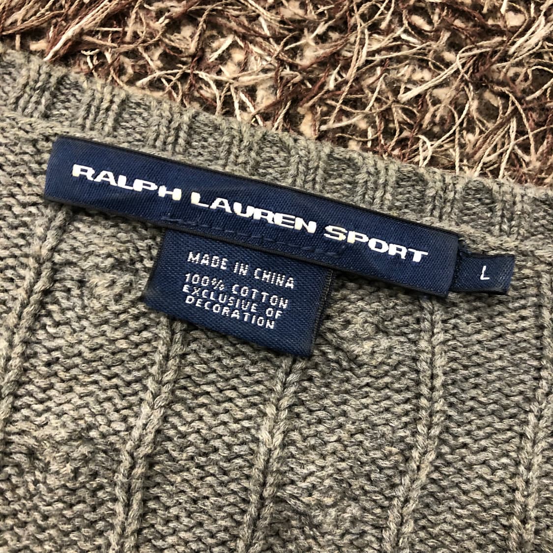 L 폴로 랄프로렌 핑크 포니 케이블 그레이 니트 상품이미지5