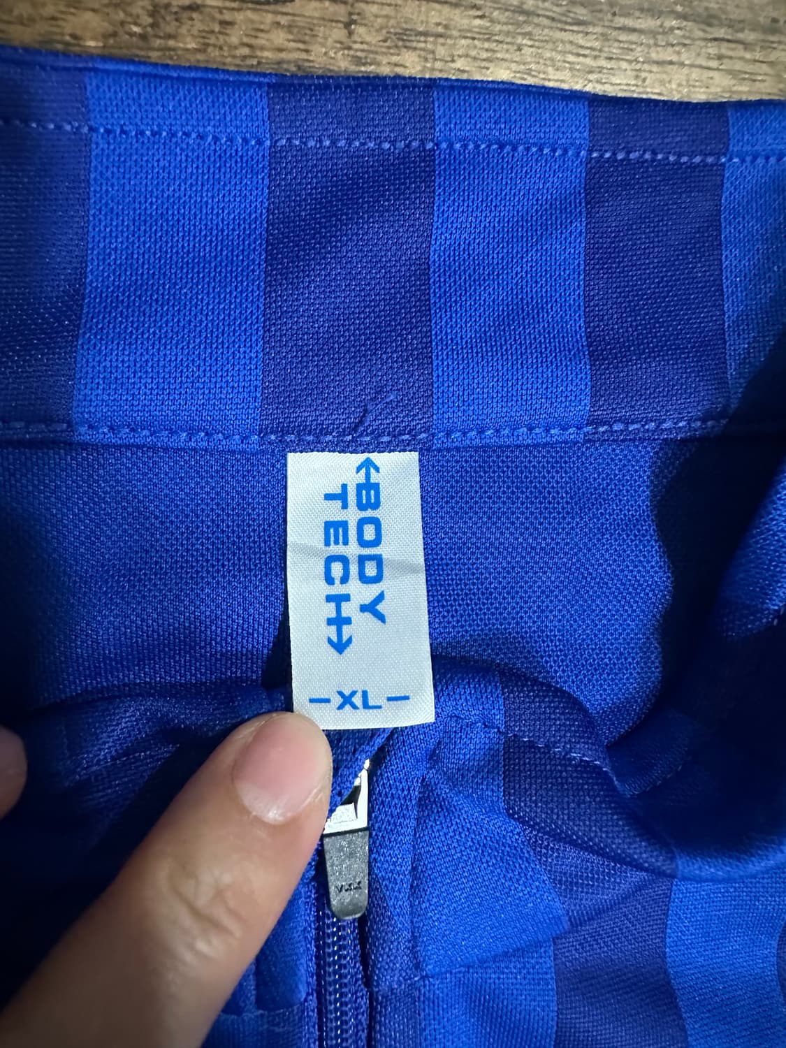 레트로 블루 스트라이프 반집업 기능성 반팔 XL 새상품 상품이미지5