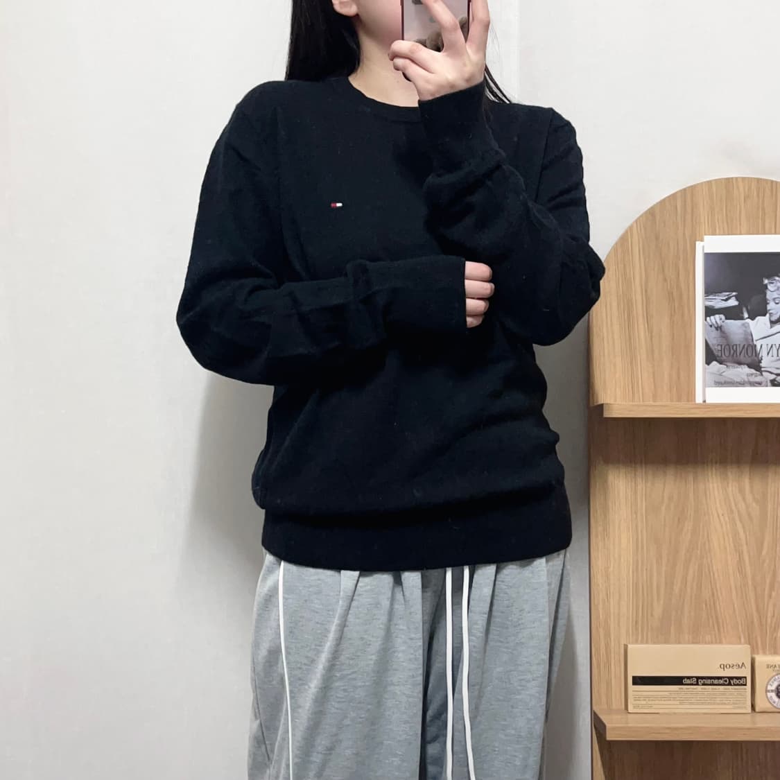 [정품] 타미 블랙 램울 라운드 니트 [ XL ] 상품이미지1