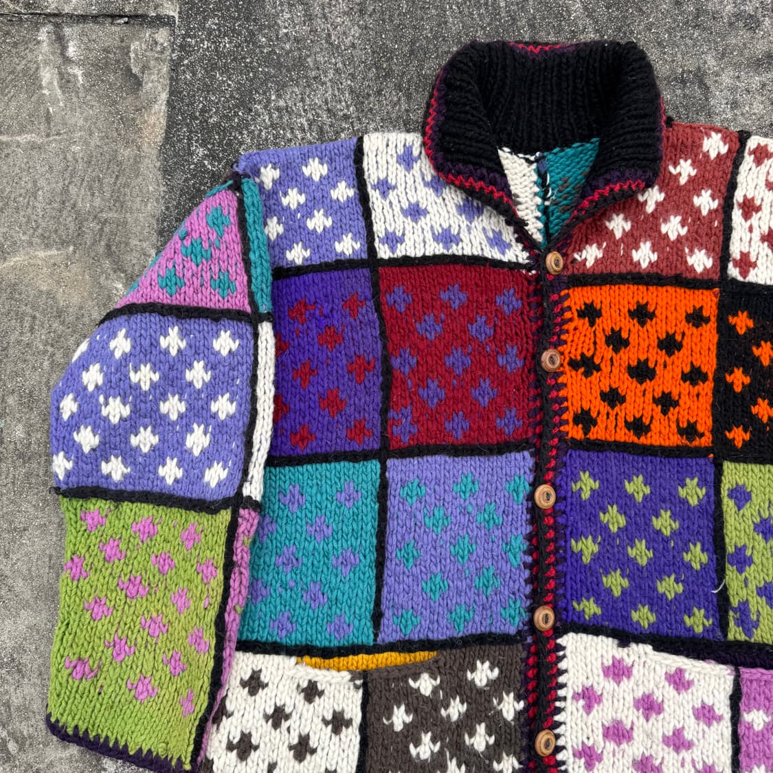 [L~XL] 빈티지 핸드메이드 헤비울 니트 자켓 상품이미지4