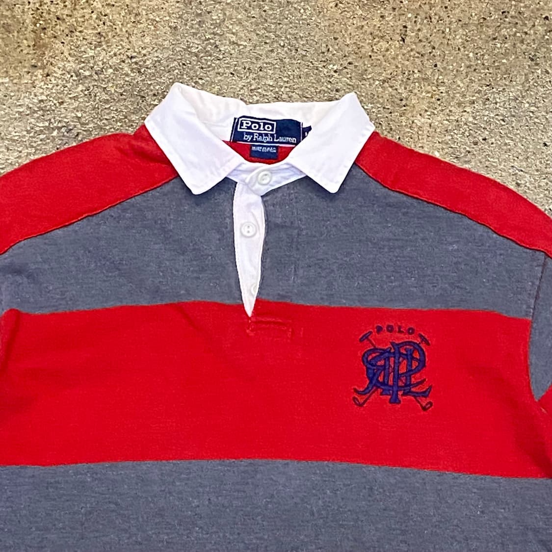 90s Made in USA 빈티지 폴로랄프로렌 스트라이프 럭비티 상품이미지3
