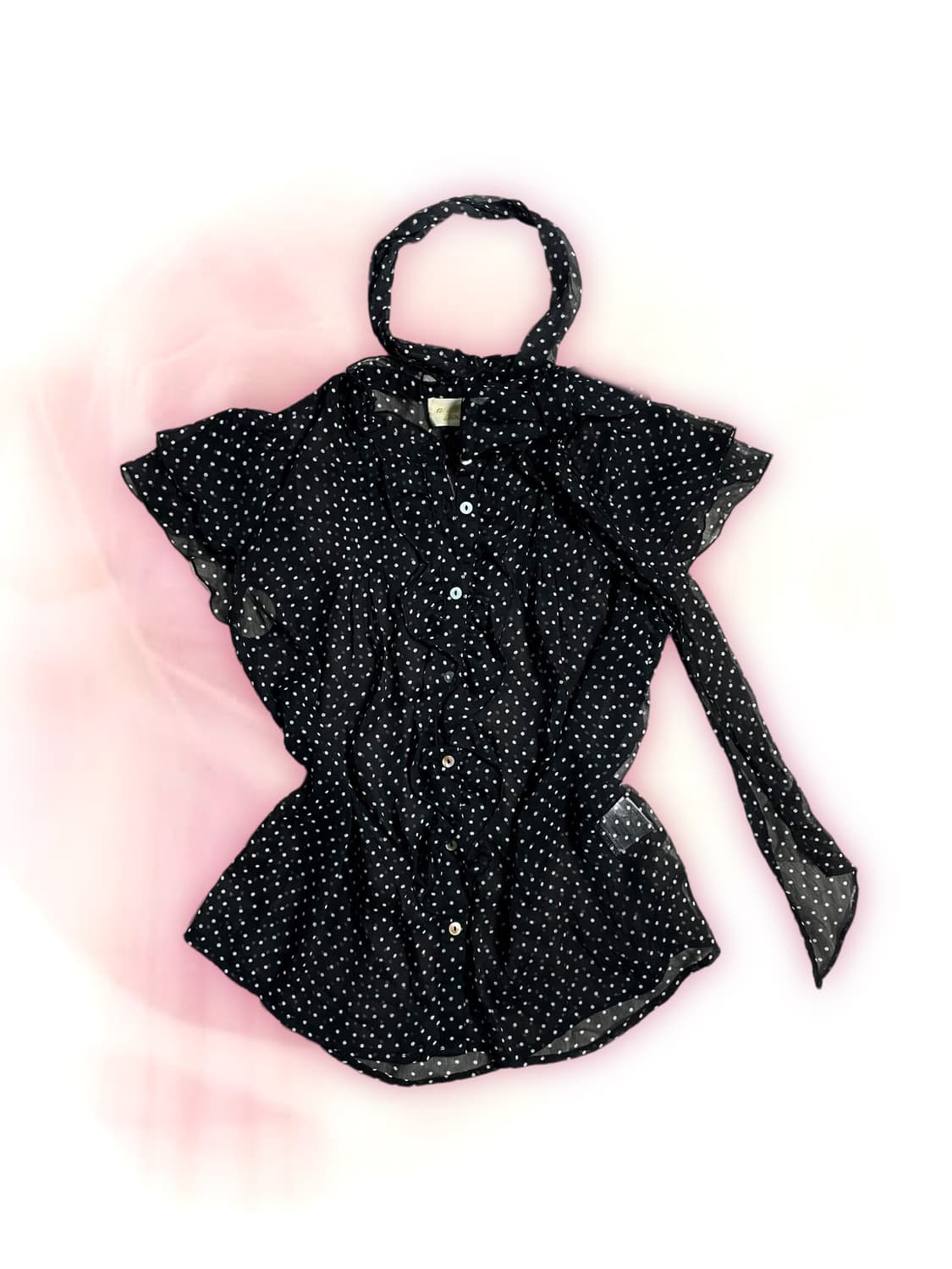 JP vintage polka dot black blouse 상품이미지1