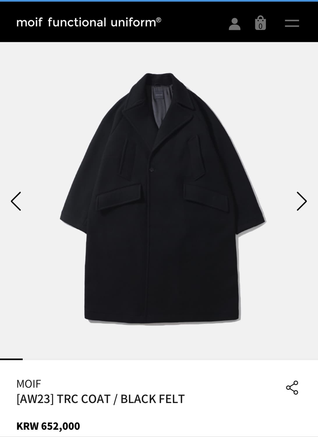 Moif trc 블랙 펠트 코트 상품이미지2