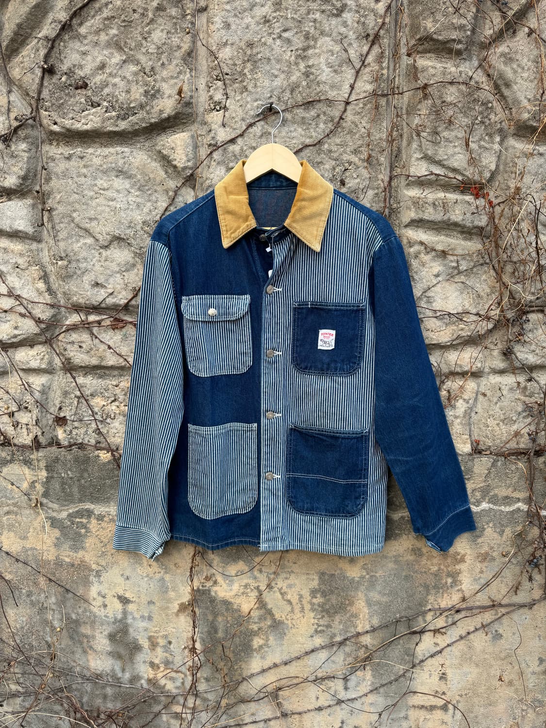 90s 포인터 히코리 대님 코듀로이 카라 데님 초어 워크 자켓 상품이미지1