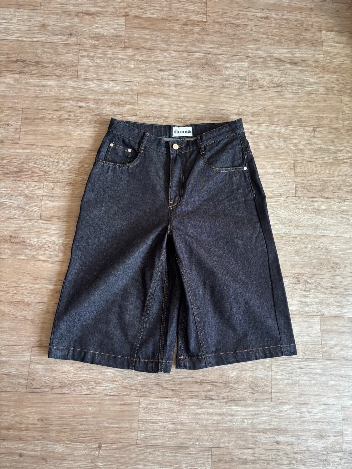 떼마 체크 포켓 스트레이트 카프리 팬츠 인디고 상품이미지3