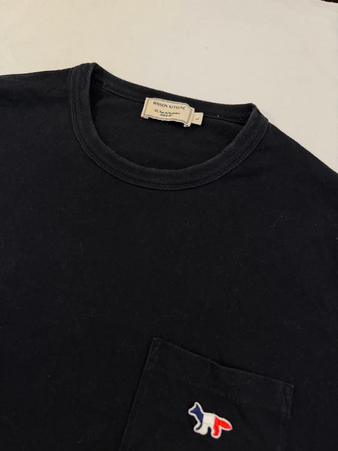 메종키츠네 백화점판 트리컬러 폭스 티셔츠 블랙 상품이미지2