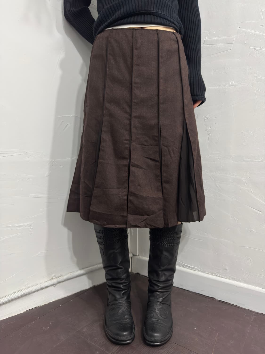 brown design midi skirt 상품이미지1