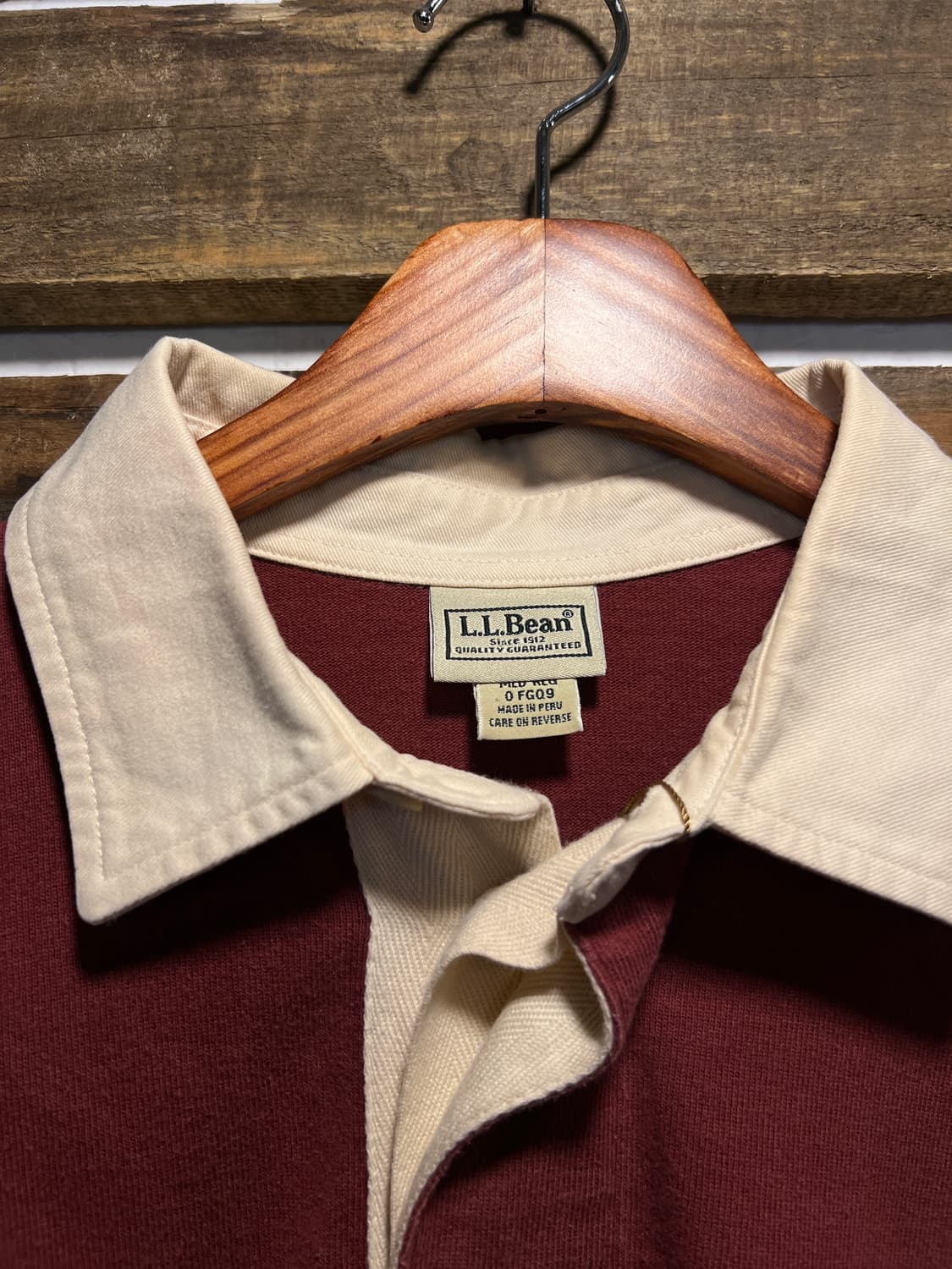 [M]L.L.Bean USA 엘엘빈 컬러 스트라이프 버건디 럭비 티셔츠 상품이미지2