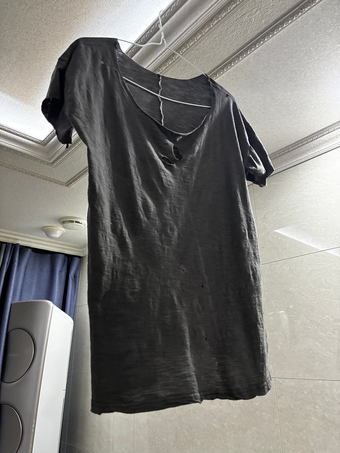 흘러내리는 로우 데미지 워싱 반팔 상품이미지2