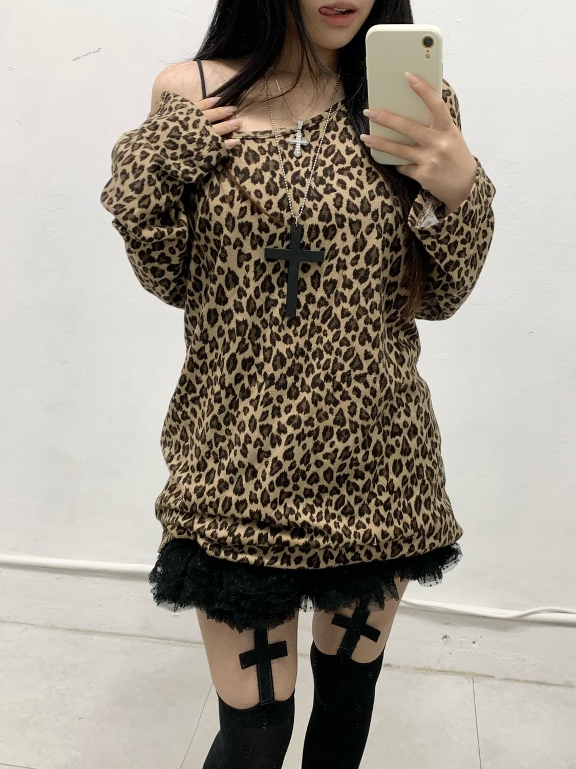 [WRONG] 갸루 호피 롱슬리브 원피스 상품이미지3