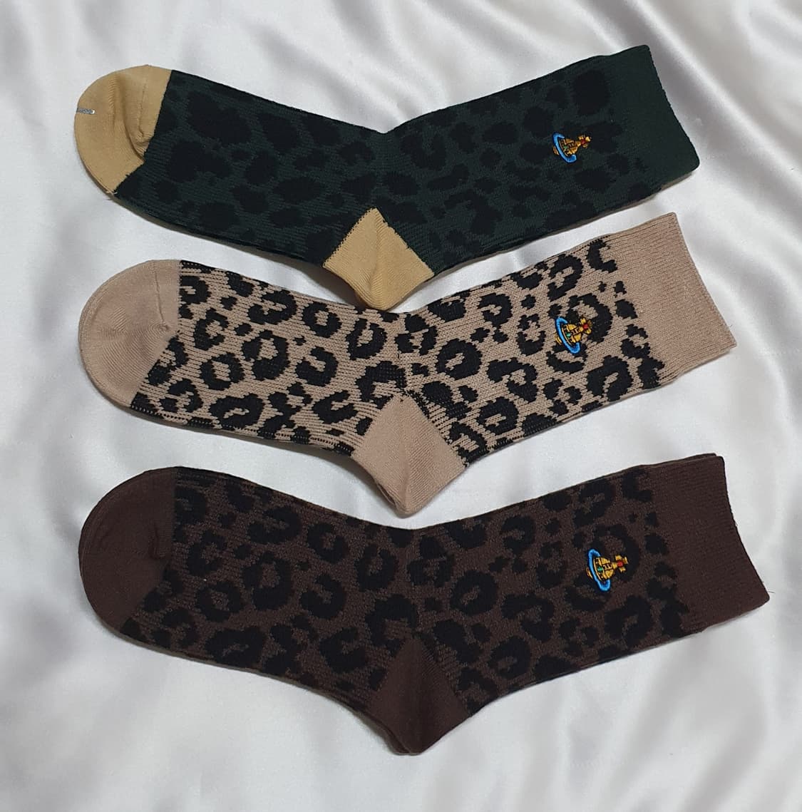 그린 베이지 브라운 호피 레오파드 비비안웨스트우드 양말  상품이미지7
