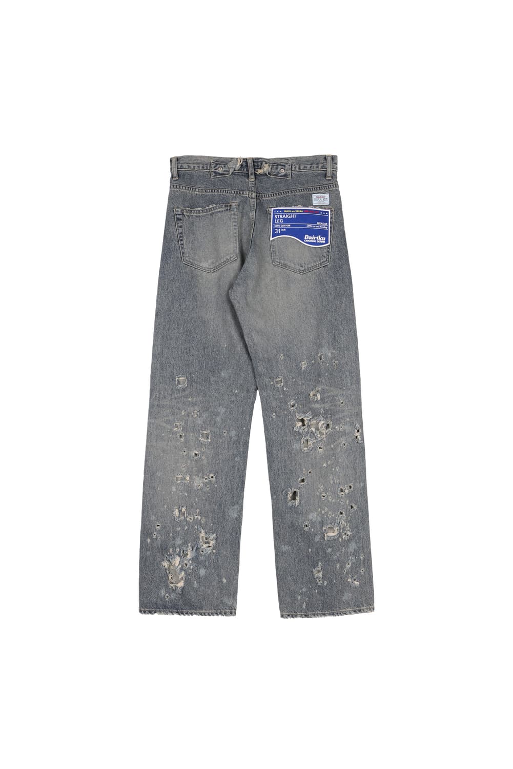 새상품 다이리쿠 데미지 인디고 스트레이트 데미지진 L 상품이미지3