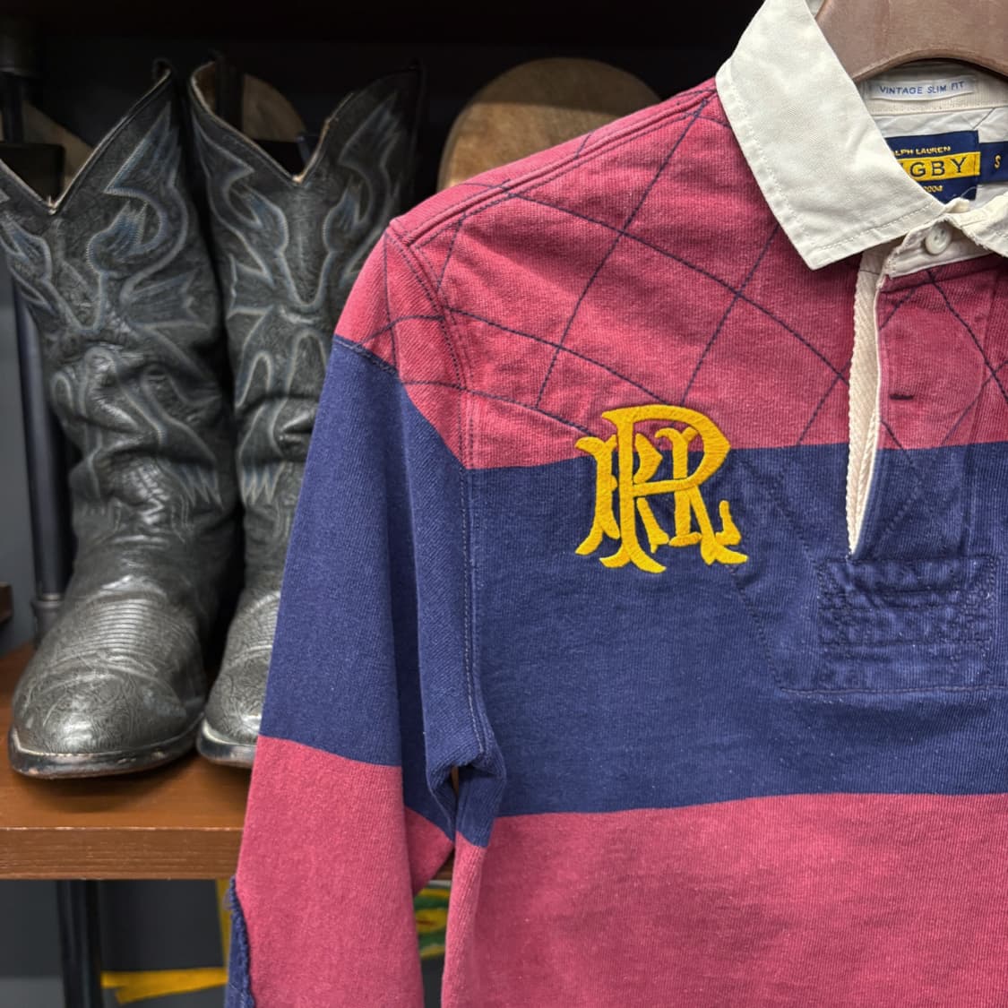 90s 랄프로렌 럭비라인 스트라이프 크레스트 패치 럭비티 N373 상품이미지6