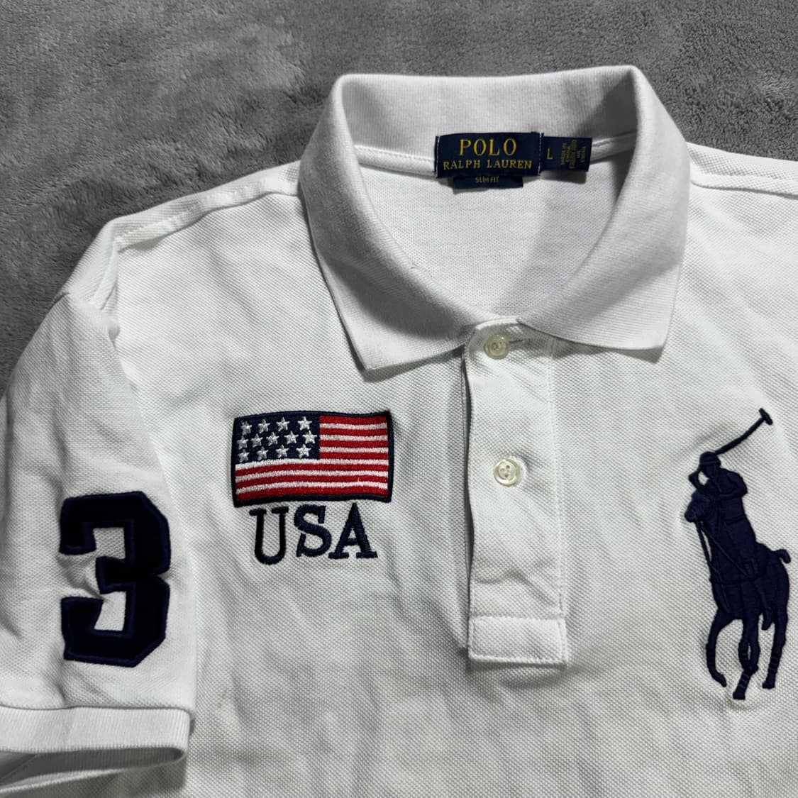폴로랄프로렌 빅포니 USA 미국 화이트 반팔 카라티 상품이미지3