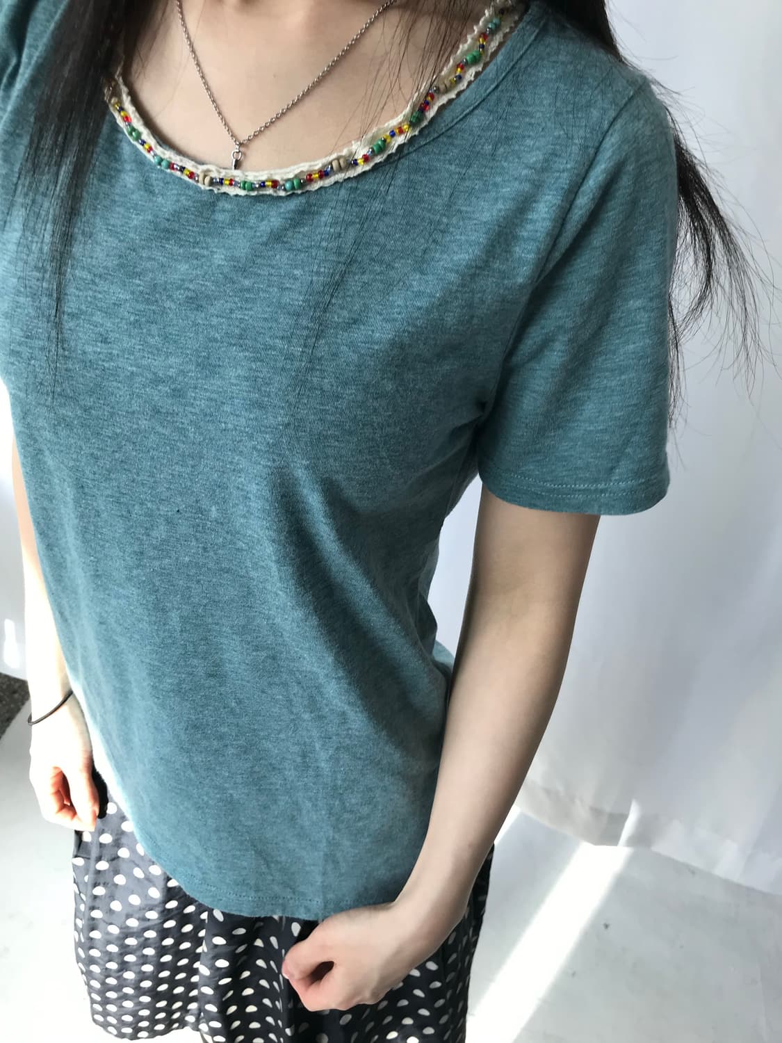 블루 비즈 티셔츠 상품이미지5