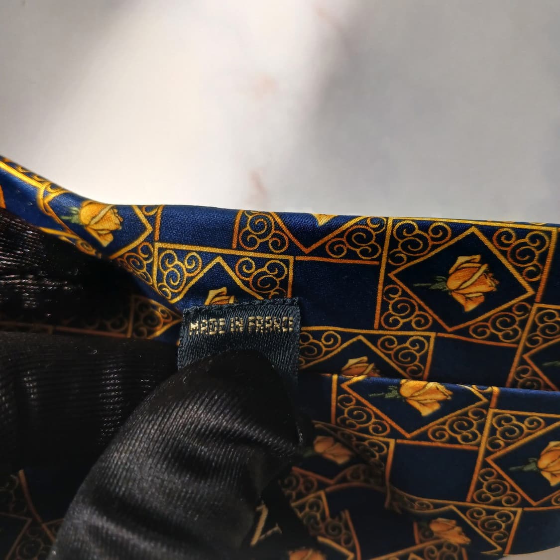 랑방 실크 네이비 플라워 패턴 넥타이 9.5cm S등급 E840 상품이미지10