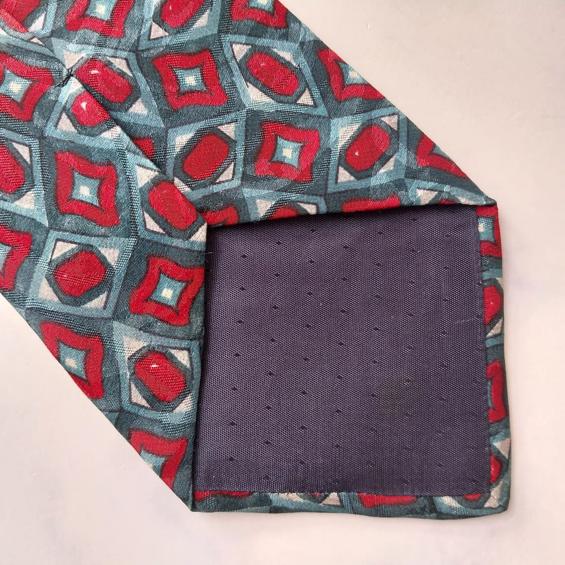 꾸레쥬 실크 그린 기하 패턴 넥타이 9.1cm A+등급 K1928 상품이미지7