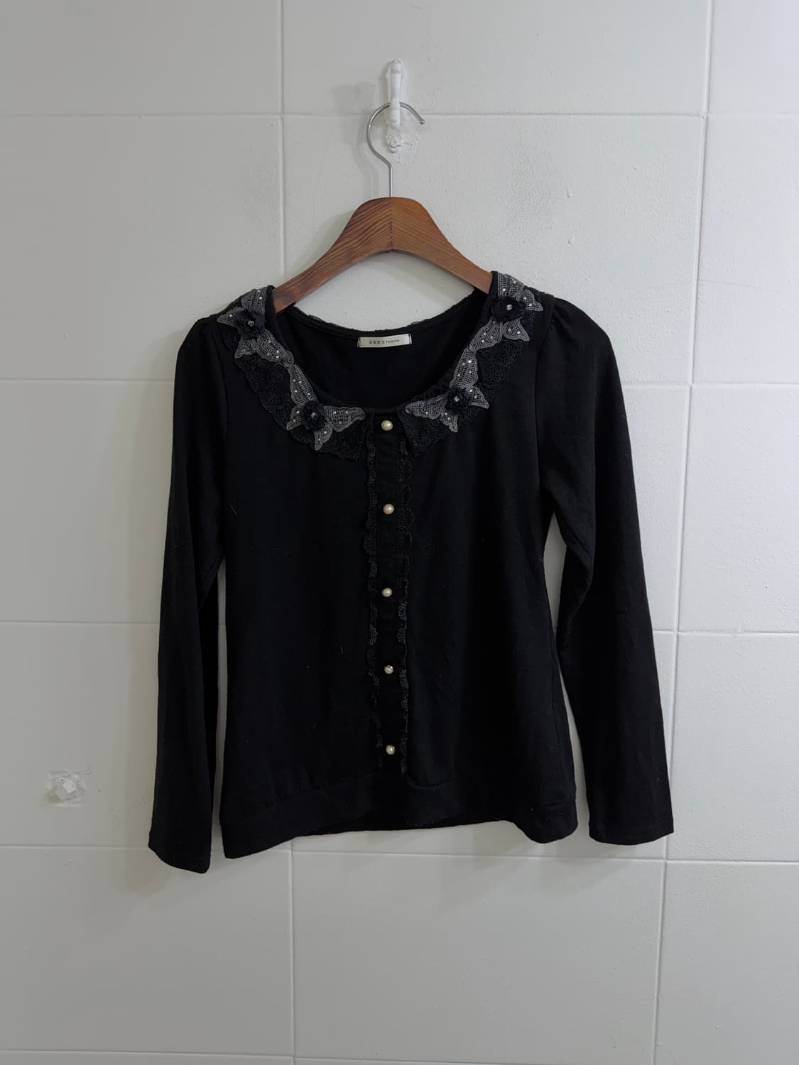 엑시즈팜 무채색 니혼진 하이넥 더블코트 도트 코디세트 상품이미지5