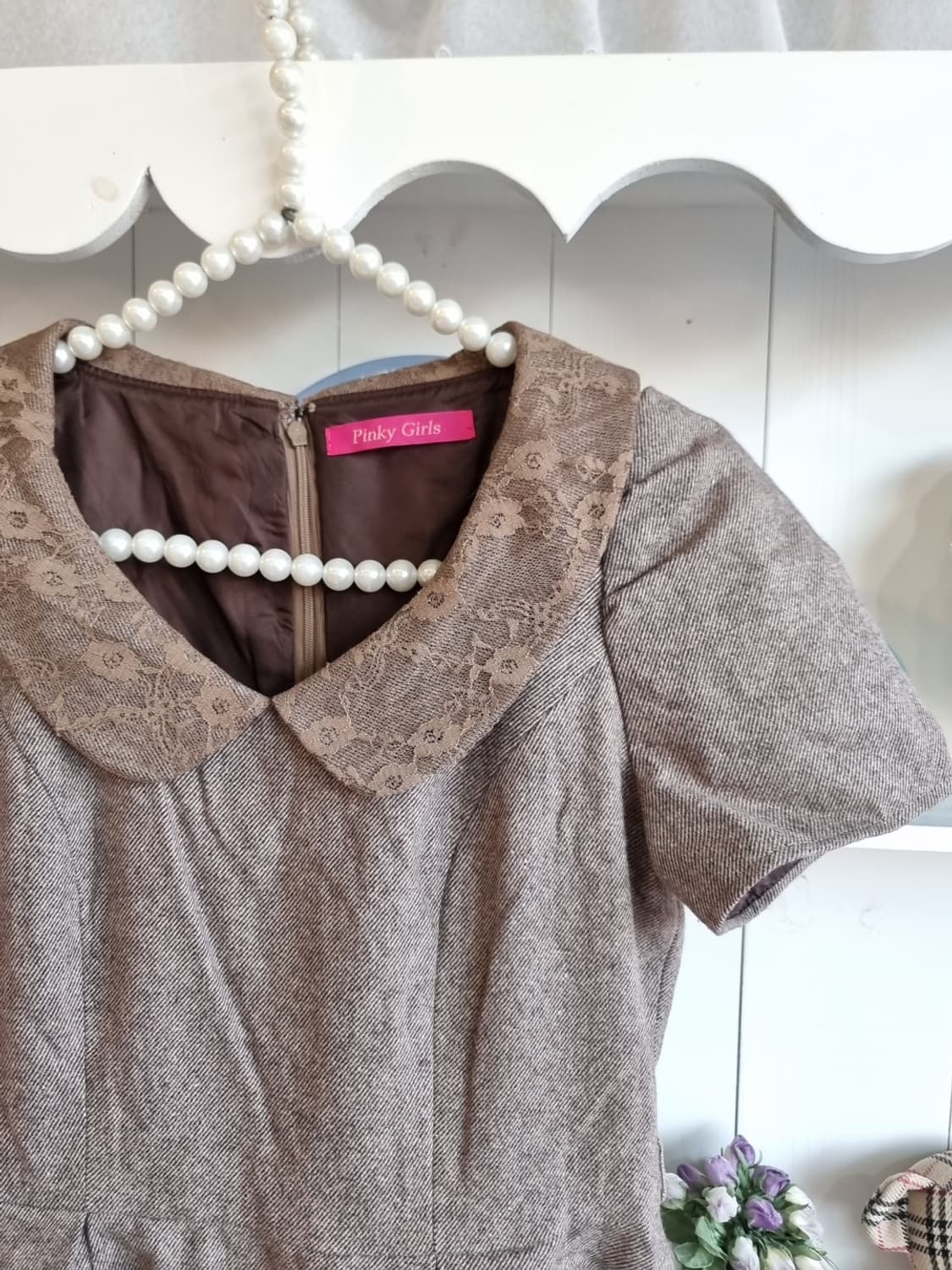 Pinky Girls(핑키걸즈) 클래식 브라운 울레이스 원피스 상품이미지2