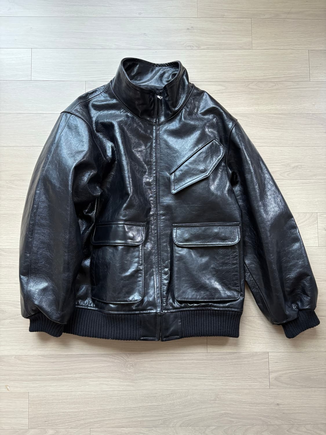 오라리 하드 램 레더 블루종 블랙 상품이미지2