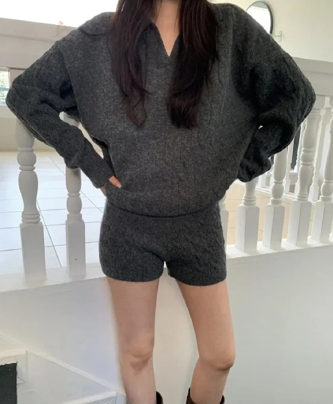 [새상품] 프롬비기닝 니트 상하의 세트 그레이 상품이미지1