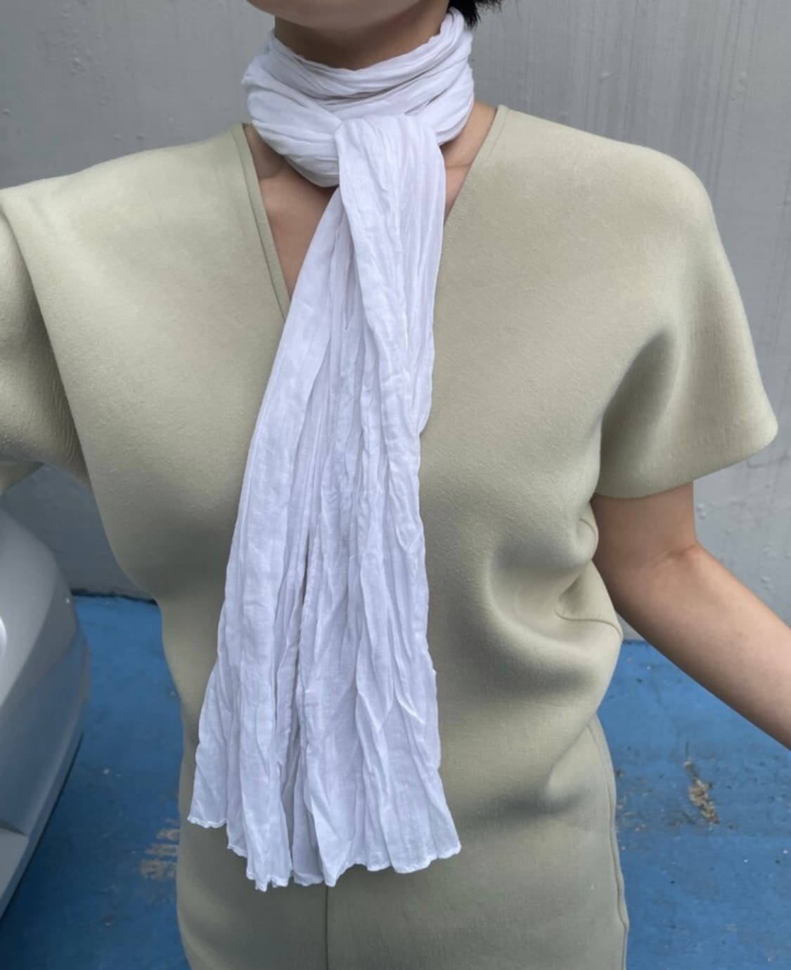 pkby Cotton wrinkle scarf(white) 상품이미지1